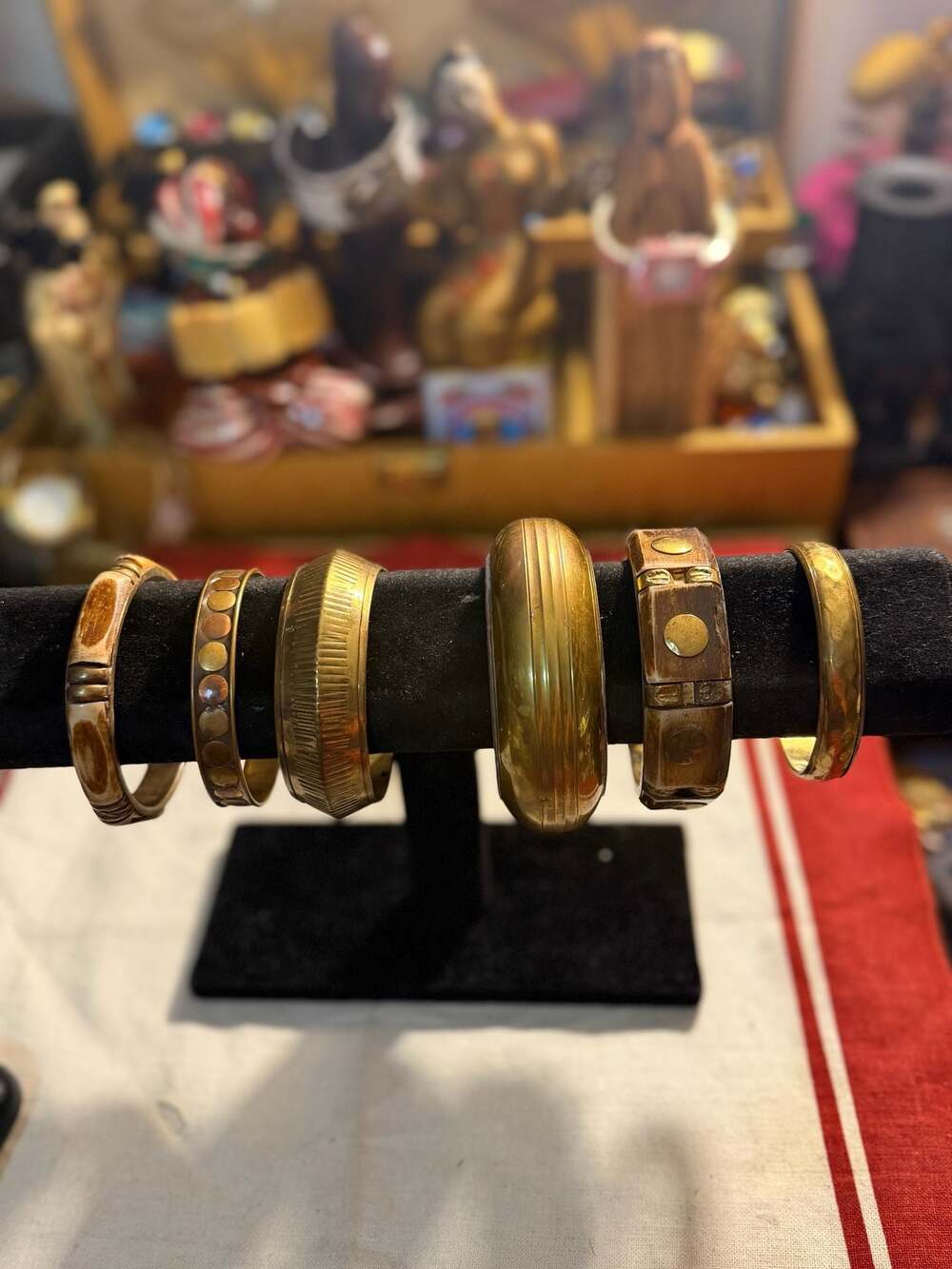 Vintage Set of 6 Brass Tribal  Bangles